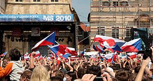 Praha, Staré Město, Staroměstské náměstí, příjezd hokejové reprezentace