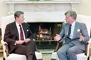 President Ronald Reagan meeting with Senator Edward Kennedy