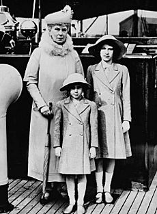 Queen Mary with Princess Elizabeth and Margaret