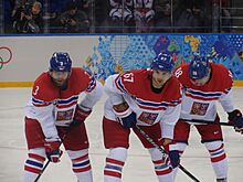 Radko Gudas, Ondřej Palát and Michael Frolík, 2014 Winter Olympics.jpg
