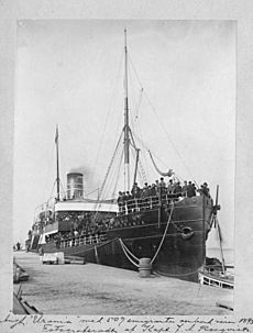 S-s Urania in port with 509 emigrants, spring 1893