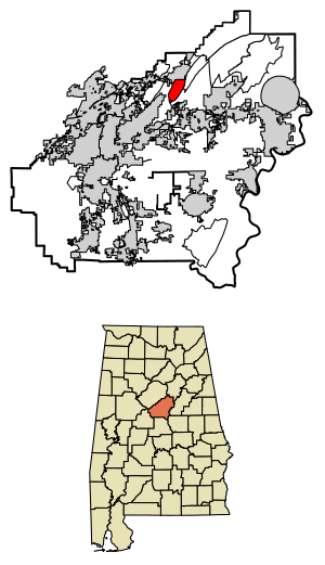 Location of Highland Lakes in Shelby County, Alabama.
