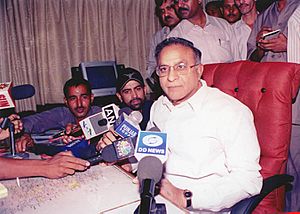 Shri Jaipal Reddy in his office after taking over the charge as the Union Minister of Information & Broadcasting in New Delhi on May 24, 2004