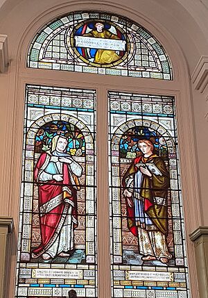 Stained glass window in Adelaide Place Baptist Church - Timothy and his Mother