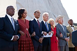 The Obamas and the Bidens link arms and sing "We Shall Overcome", 2011
