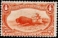 US stamp 1898 4c Indian Hunting Buffalo