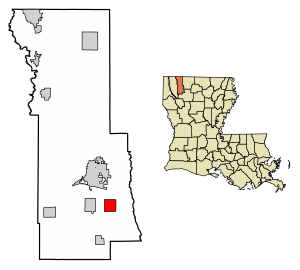 Location of Dubberly in Webster Parish, Louisiana.