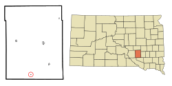 Location in Aurora County and the state of South Dakota