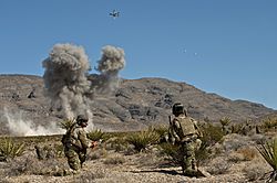 A close air support training mission at the Nevada Test and Training Range