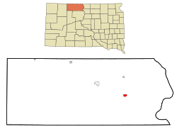 Location in Corson County and the state of South Dakota