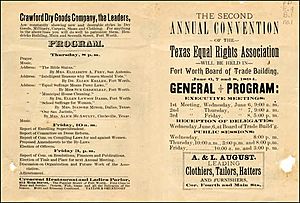 Flier for the second annual convention of the Texas Equal Rights Association in 1894