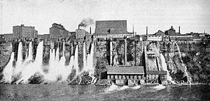 Harnessing the Niagara River's power in Niagara Falls, New York, c. 1901