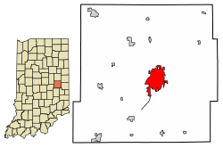 Location of New Castle in Henry County, Indiana.