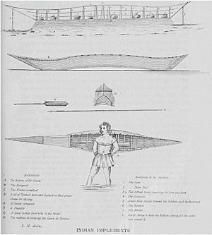 Illustration of canoe building at Lake Clowey 1795