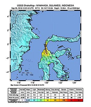 Intensity main earthquake Sulawesi 2018-09-28
