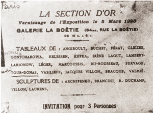 Invitation to the exhibition La Section d'Or at Galerie la Boëtie Paris 1920-03-05