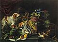 Jan Fyt - Game Birds and Fruit with a Dog and Parrot - 1652