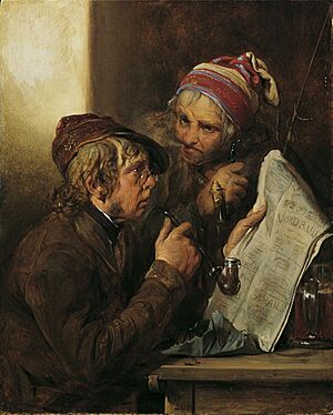 Josef Danhauser, Newspaper readers , 1840. Oil on wood, 21 x 17 cm. Belvedere, Vienna