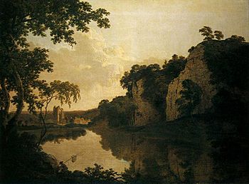 Joseph Wright of Derby. Landscape with Dale Abbey and Church Rocks. c.1785.