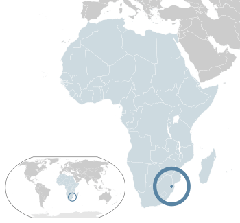 Location of  Eswatini  (dark blue)– in Africa  (light blue)– in the African Union  (light blue)