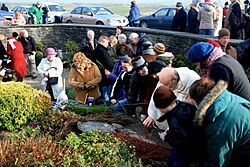 Making crosses at St Brigids Well