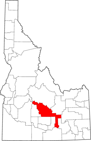 Map of Idaho highlighting Blaine County