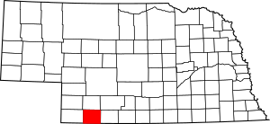Map of Nebraska highlighting Hitchcock County