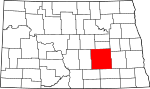 State map highlighting Stutsman County