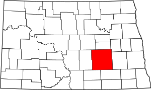Map of North Dakota highlighting Stutsman County