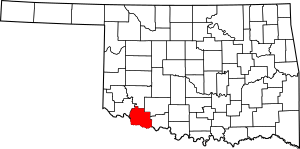 Map of Oklahoma highlighting Tillman County
