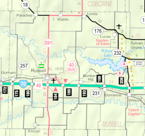 KDOT map of Russell County (legend)