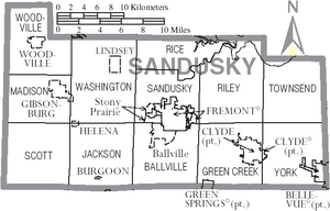 Map of Sandusky County Ohio With Municipal and Township Labels