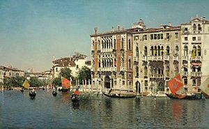 Martin Rico y Ortega - A view of Palazzo Cavalli and Palazzo Barbaro on the Grand Canal