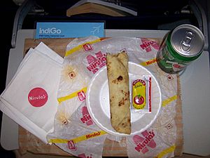 Nirulas kathi roll meal onboard IndiGo airline