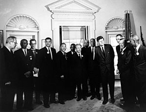 President John F. Kennedy and Vice President Lyndon B. Johnson Meet with Organizers of "March on Washington"