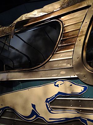 Recreation of Greyhound Bus Firebombed in Freedom Rider Campaign - National Civil Rights Museum - Downtown Memphis - Tennessee - USA