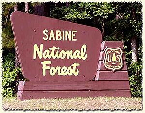 Sabine National Forest sign