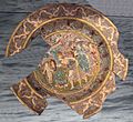 Saintonge polychrome dish in the style of Bernard Palissy mid 1500s found in London
