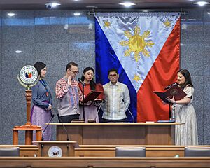 Senator Alan Peter Cayetano takes his oath as the new Senate President