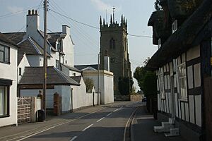Shawbury parish church from the village centre.jpg