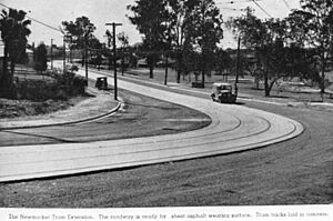 StateLibQld 2 162651 Tram extension to Newmarket, Brisbane, 1949