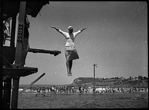 Swimming exams at Newcastle Ocean Baths, 11-12-1953, by Sam Hood (5205053387)