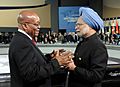 The Prime Minister, Dr. Manmohan Singh interacting with the President of South Africa, Mr. Jacob Zuma, at the G-20 Summit, at Pittsburgh, USA on September 25, 2009