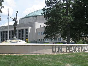 UN Peace Plaza Independence and CofChrist Auditorium