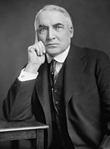 Black-and-white photographic portrait of Warren G. Harding
