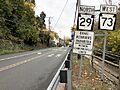 2022-10-26 16 33 59 View north along Pennsylvania State Route 29 and west along Pennsylvania State Route 73 (Main Street) just northwest of Skippack Pike in Schwenksville, Montgomery County, Pennsylvania