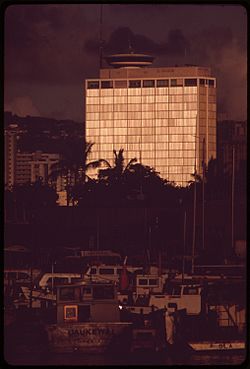ALA MOANA OFFICE BUILDING GLOWS IN THE AFTERNOON SUN - NARA - 553789