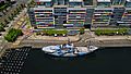 Aerial perspective of the Sea Shepherd docked at the Docklands, Feb 2019