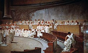 Cicerón denuncia a Catilina, por Cesare Maccari