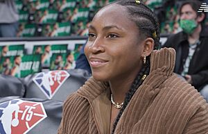 Coco Gauff at 2022 Boston Celtics game-1